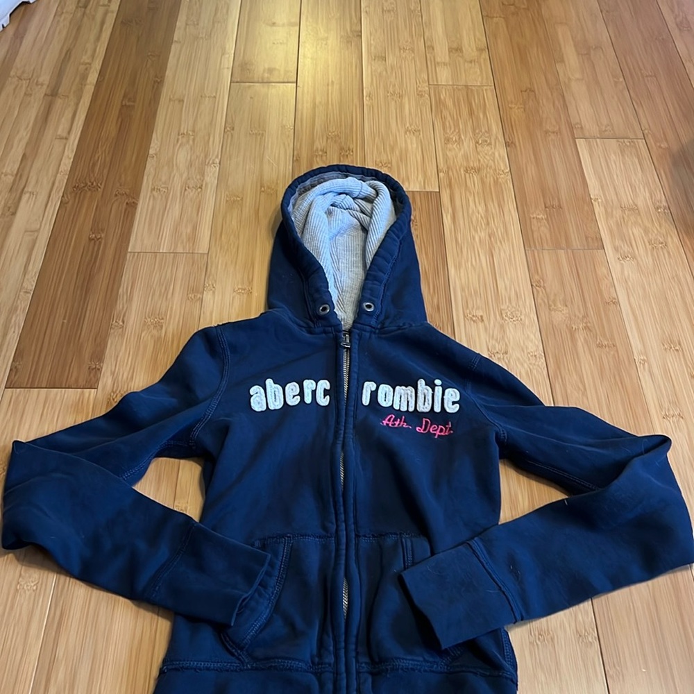 Girls Abercrombie navy blue zip up.